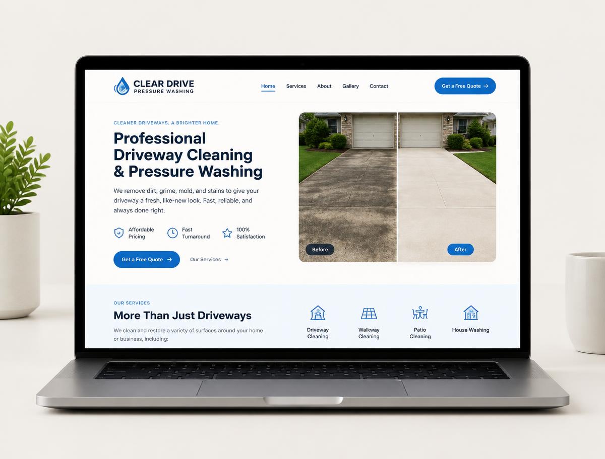 Pressure Washing website design sample