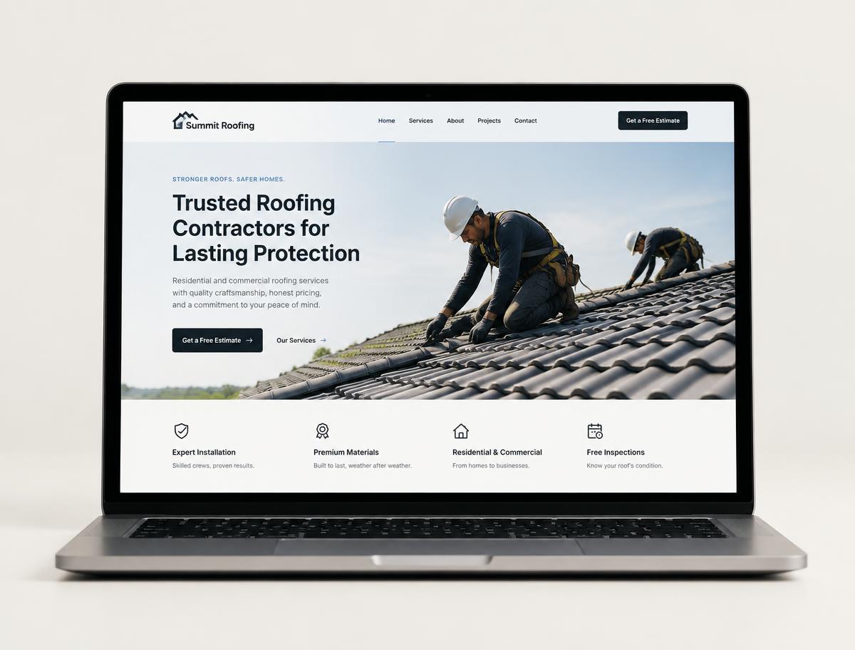 Roofing website design sample